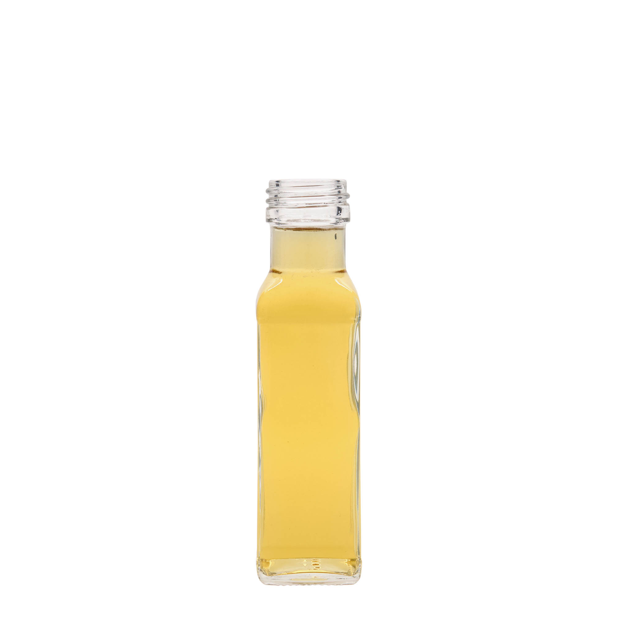 100 ml стаклена шише „Marasca“, квадратна, отворање: PP 31,5