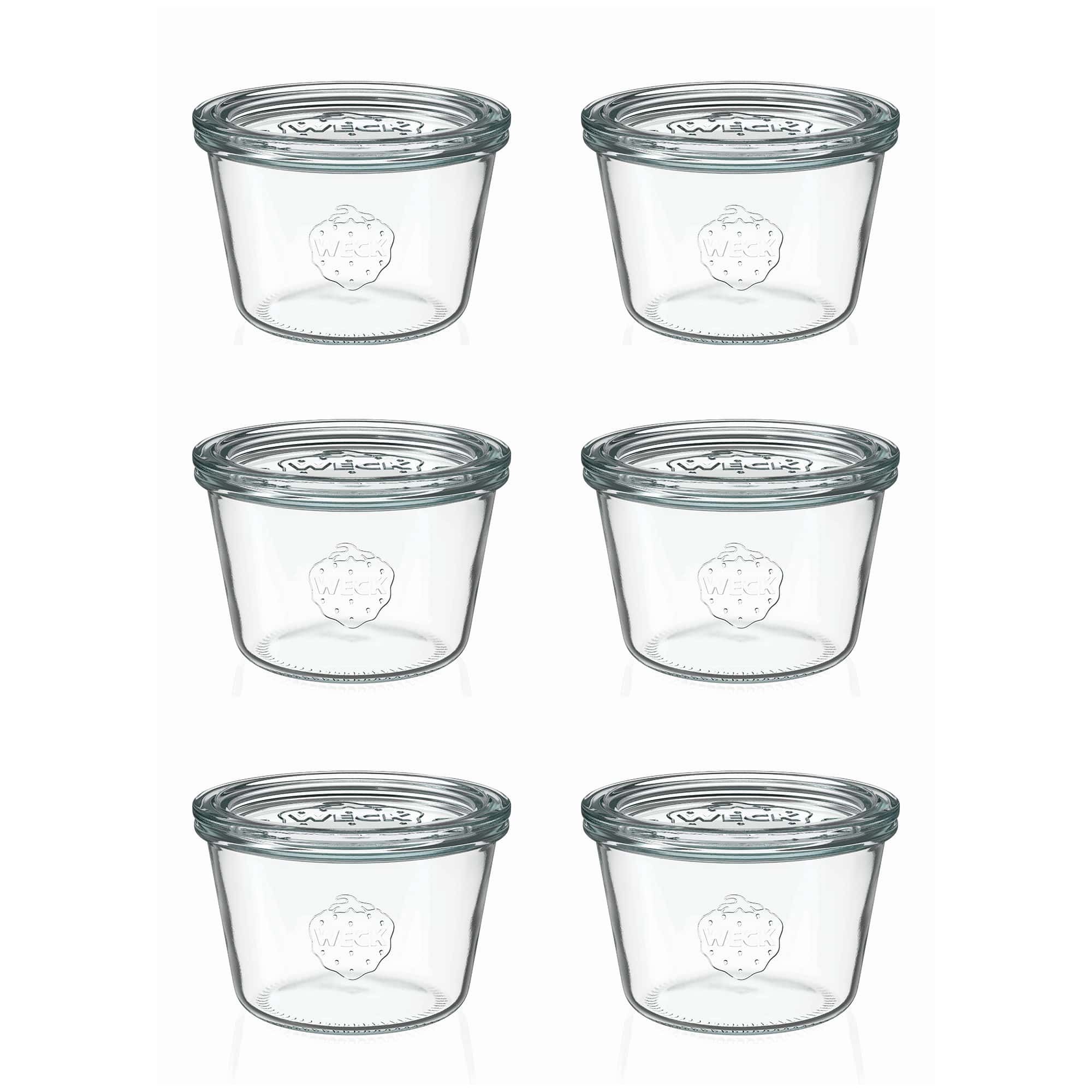 6x 370 ml WECK-стаклен сад со широк отвор со стаклен капак RR 100