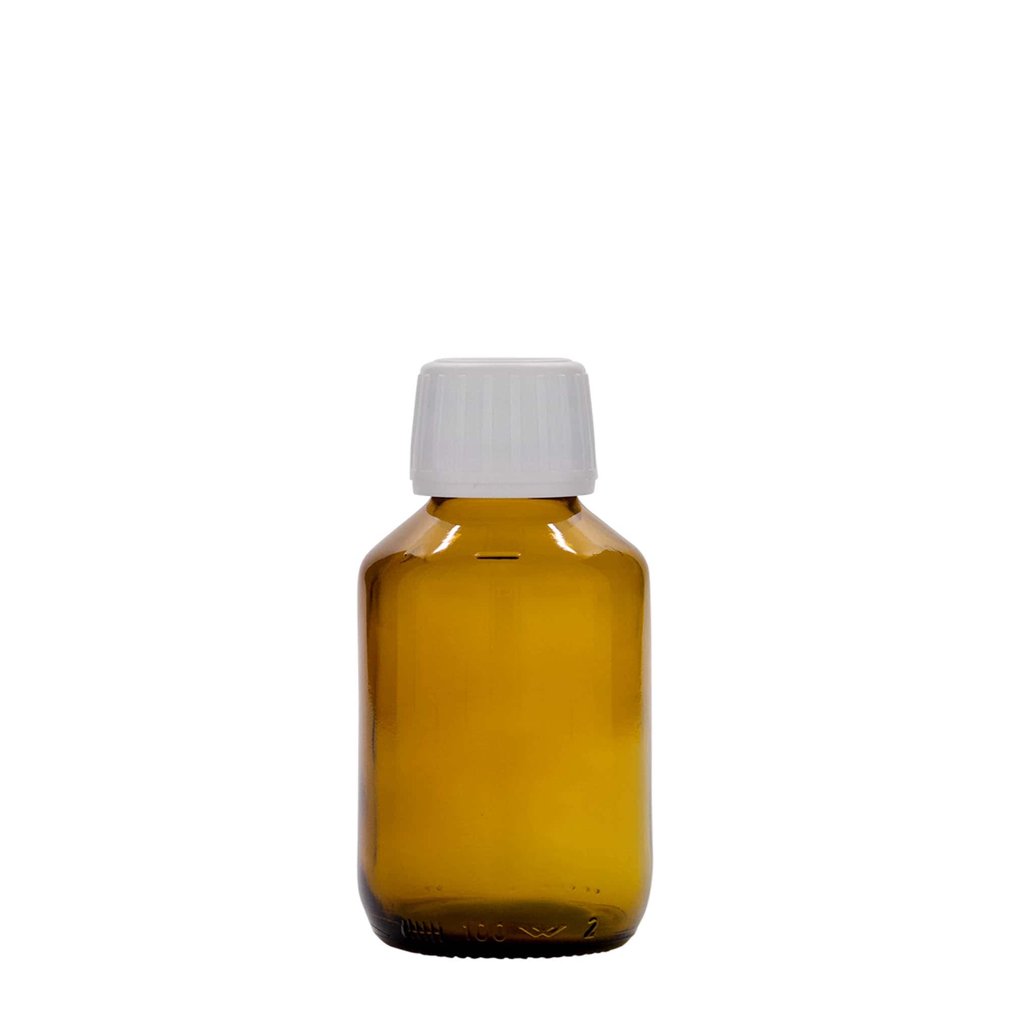 100 ml медицинска шишенце, кафеава, стакло, отвор: PP 28