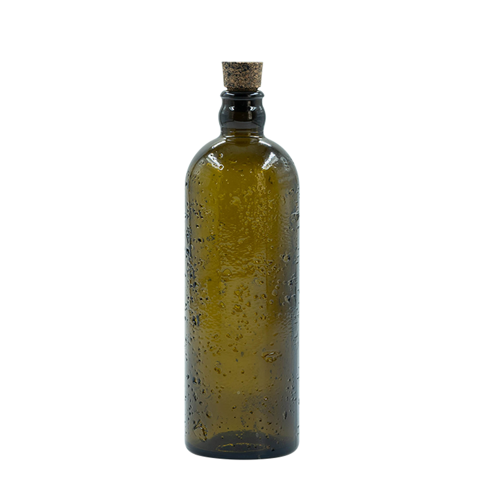 500 ml рачно изработена стаклена шише 'Bobber Jr', кафеава, отворање: корк