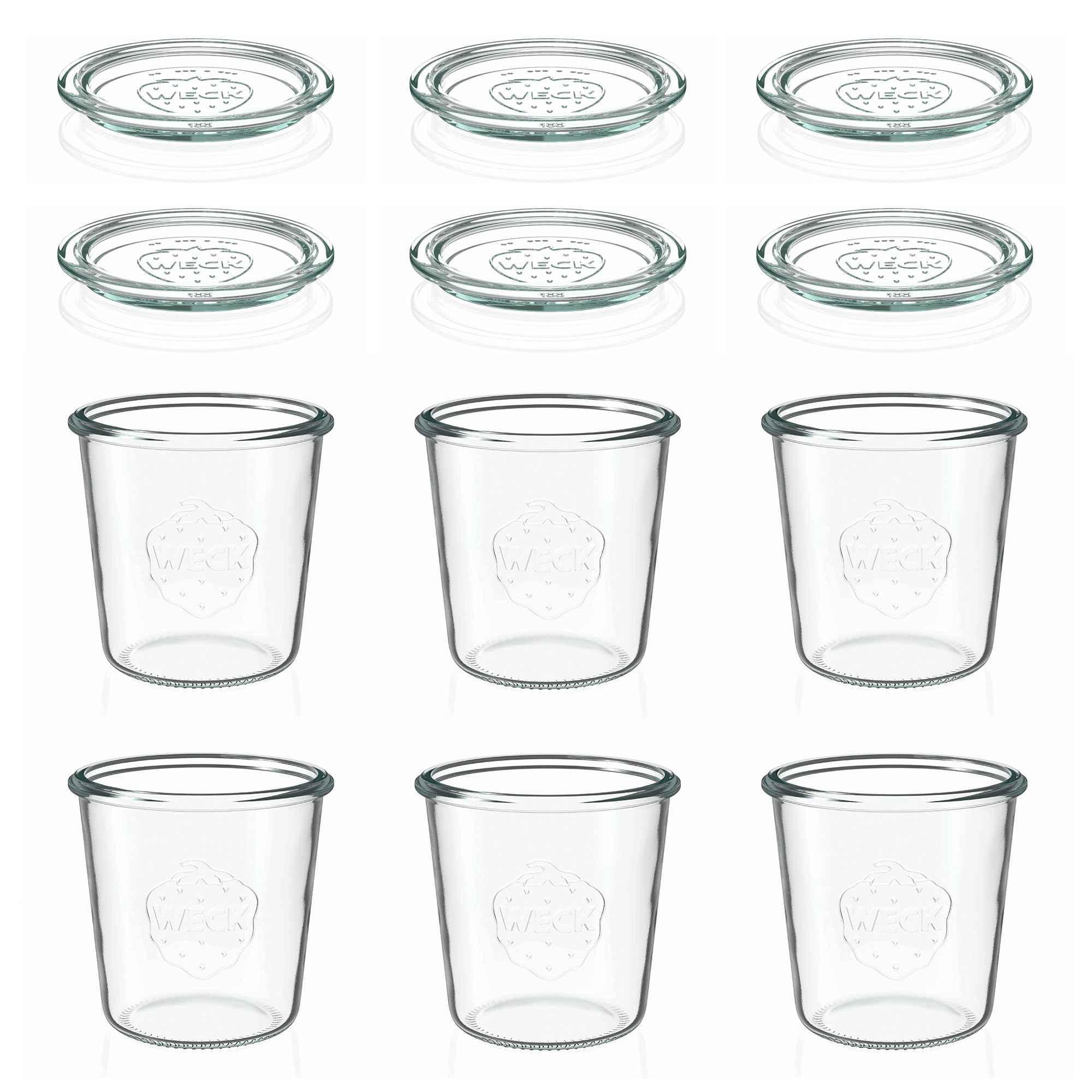 6x 580 ml WECK-стаклен сад со широк отвор со стаклен капак RR 100