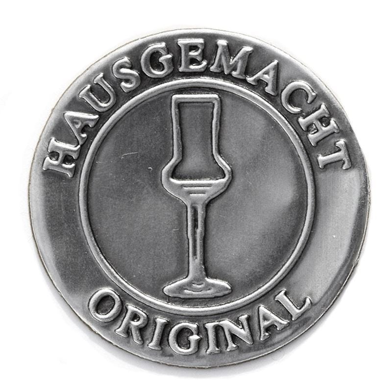 Оловна етикета „Original Hausgemacht“, кругла, метална, сребрена