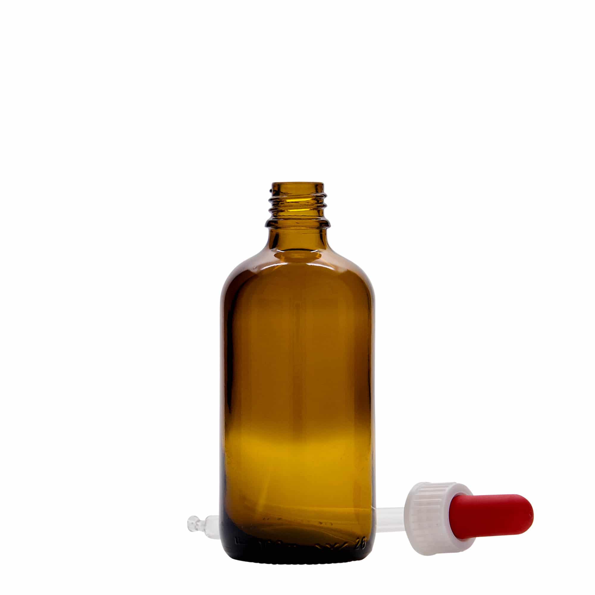100 ml шишенце со пипета, медицина, стакло, кафеаво-црвено, отворање: DIN 18