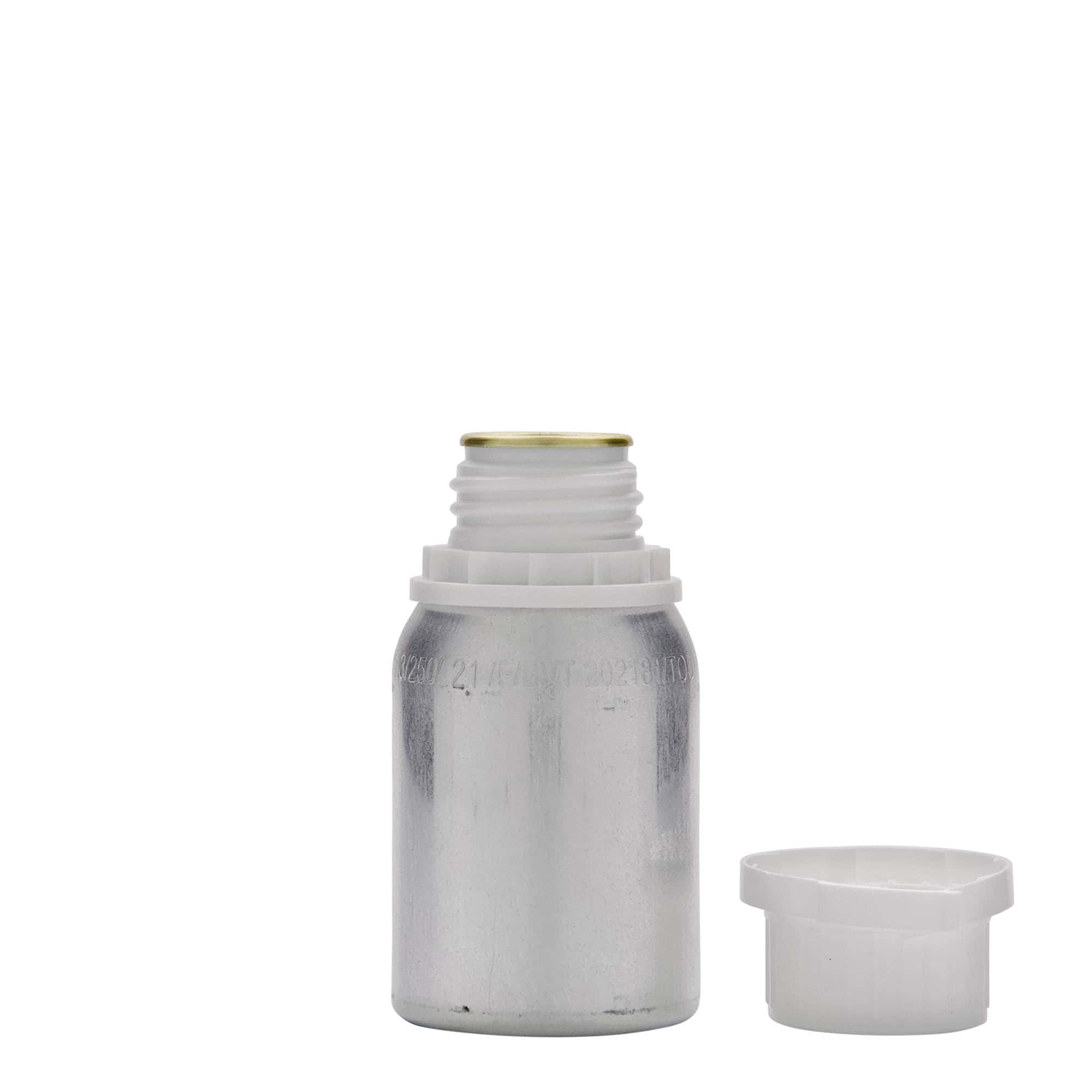 125 ml алуминиумска шише, метал, сребрена, отворање: DIN 32